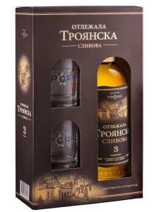 Троянска Сливова Ракия Отлежала 3 годишна 0.7 л с 2 Чаши